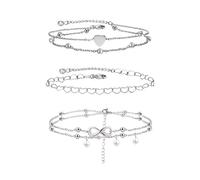 TOEECY Heart Infinity Anklet Set for Women Layered Chain Adjustable Charm Beach Foot Jewelry