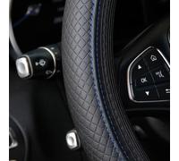 TOEECY PU Leather Car Steering Covers Steering Wheel Covers for Car Breathable Anti-slip Car Wheel Cover Protector Car Accessories for Fit Four Seasons (Black-Blue)