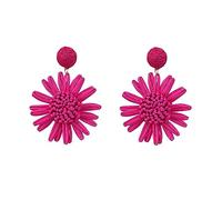 TOEECY Rattan Earrings Boho Earrings Raffia Flower Dangle Earrings for Women Girls Retro Statement Handmade Straw Bohemian Summer Beach Earrings Jewelry Gifts(Red)