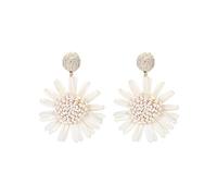 TOEECY Rattan Earrings Boho Earrings Raffia Flower Dangle Earrings for Women Girls Retro Statement Handmade Straw Bohemian Summer Beach Earrings Jewelry Gifts(White)