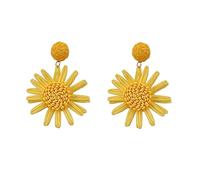 TOEECY Rattan Earrings Boho Earrings Raffia Flower Dangle Earrings for Women Girls Retro Statement Handmade Straw Bohemian Summer Beach Earrings Jewelry Gifts(Yellow)
