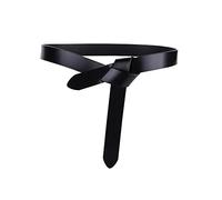 TOEECY Women Leather Knot Belts for Dresses Coat Cowhide Genuine Leather Waist Belt Elastic Non Buckle Obi Belt Vintage Waistband (Black)
