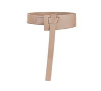 TOEECY Women Leather Knot Belts for Dresses Coat PU Leather Wide Waist Belt Elastic Non Buckle Obi Belt Vintage Waistband (Beige)
