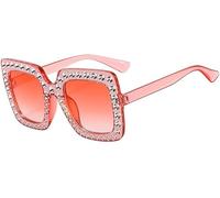 TOEECY Women Sunglasses UV 400 Glasses Square Crystal Retro Polarized Sunglasses Classic Shiny Frame Ladies Sun Glasses Eyewear Vintage 90s Trendy(Style G)