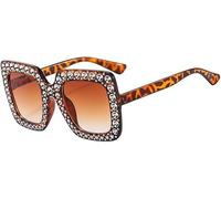 TOEECY Women Sunglasses UV 400 Glasses Square Crystal Retro Polarized Sunglasses Classic Shiny Frame Ladies Sun Glasses Eyewear Vintage 90s Trendy(Style E)