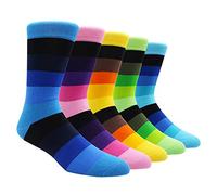 TOEJYJ Men's Fun Dress Socks, Pattern Funny Casual Socks Pack, Colourful Striped Cotton Novelty Socks, Size 10-13, S005, shoes（10-15）