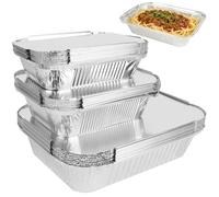 TOEKSIX 30 Pack Aluminum Foil Trays with Lids: 1750ml, 700ml, 410ml (10 Each) - Disposable Baking Pans for Oven, Air Fryer, Freezer & Meal Prep - Sturdy Containers for Takeaway & Parties