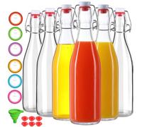 TOEKSIX 6Pack 500ml/16oz Swing Top Glass Bottles with Airtight Flip Caps for Beverages, Kombucha, Kefir, Liquor, Vanilla Extract
