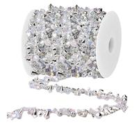 Toekt 16 Feet Christmas Garland Christmas Tree Crystal Beads Garland Clear Iridescent Large Twinkle Ice Double Twist Christmas Tree Garland Perfect for Winter and Xmax Tree and Home Décor (Silver)