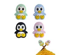Toeloioh 4PCS Knitting Needle Stoppers,Monkey Penguin Fish Owl Needle Point Protectors, Cartoon Animal Knitting End Caps, Knitting Accessories (Penguin-Black)