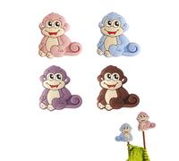 Toeloioh 4PCS Knitting Needle Stoppers,Monkey Penguin Fish Owl Needle Point Protectors, Cartoon Animal Knitting End Caps, Knitting Accessories (Monkey-Purple)