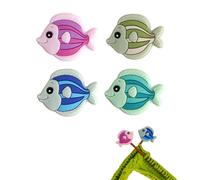 Toeloioh 4PCS Knitting Needle Stoppers,Monkey Penguin Fish Owl Needle Point Protectors, Cartoon Animal Knitting End Caps, Knitting Accessories (Fish-Pink)