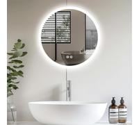 Toemics 60cm Round Bathroom Mirror with LED Lights, Shaving Mirror with Touch Switch, Anti-Fog, 3 Lighting Modes, Dimming, IP54