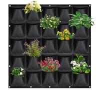 Toemics Hanging Plant Grow Bags 25 Pockets Vertical Fence Wall Planters Outdoor for Vegetable Strawberry Yard Garden Home Decoration