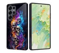 TOEMZTFT Compatible for Samsung Galaxy S26 Ultra Case,Individualized and Distinctive Double Layer Protection Shockproof Phone Cover for Women Men Girl Boy,Colorful Flaming Skulls