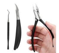 Toenail Clippers for Ingrown Toenail Tool,Toe Nail Clippers for Thick Nails,2pcs Professional Thick & Ingrown Toe Nail Clippers Pusher Kit for Men & Seniors with Case (Black)