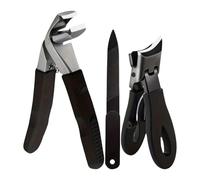 Toenail Clippers for Seniors,Thick Toenail Clippers - Wide Opening Manicure Kit - 3 Pcs Stainless Steel Pointed Nail Clippers Nail Tools