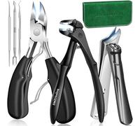 Toenail Clippers for Seniors Thick Toenails, 2025 Upgrade Long HandleToe Nail Clippers with Angled Head, 45° Slanted Toenail Clippers and 37mm Wide Opening Ingrown Nail Clippers, 6PCS