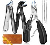 Toenail Clippers for Seniors Thick Toenails, 2026 Angled Head Toe Nail Clippers with Catcher, Heavy Duty 45° Slanted Toenail Clippers, 37mm Wide Opening Nail Cutter with Long Handle, 6PCS