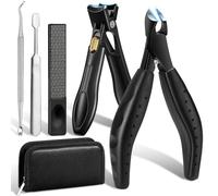 Toenail Clippers for Thick & Ingrown Nails, Professional Nail Clipper Set with Pedicure Tool, Super Sharp Fingernail Cutter with Catcher, Podiatrist Toe Nail Clippers Kit for Seniors, Men & Women
