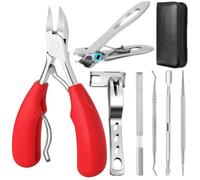 Toenail Clippers for Thick Ingrown Nails,Toe Nail Clippers Set with 45° Curve Blade and 360°Rotating Head,Wide Opening Thick Nails for Senior & Men, Long Handle Podiatrist Sharp Heavy Duty Nail Cutter