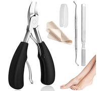 Toenail Clippers for Thick Nails, Azymi Ingrown Toenail Clippers 3Pcs Set Toenail Scissors with Nail File& Cleaning Cloth, Sharp Curved Blades/Wide Jaw Opening/Soft Handles