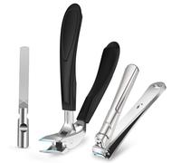 Toenail Clippers for Thick Nails for Seniors, Ingrown Nail Clippers for Men Angled Head, Toe Nail Clippers Long Handled Wide Jaw Opening with Catcher, Fingernail Clipper Sharp Curved Blade