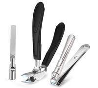 Toenail Clippers for Thick Nails for Seniors, Ingrown Nail Clippers for Men Angled Head, Toe Nail Clippers Long Handled Wide Jaw Opening with Catcher, Fingernail Clipper Sharp Curved Blade