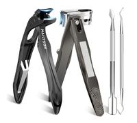 Toenail Clippers for Thick Nails for Seniors, Nail Clippers for Men Angled Head, Toe Nail Clippers Wide Jaw Opening with Catcher, 360° Rotating Head Heavy Duty Easy Grip