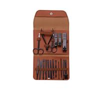 Toenail Clippers Nail Clipper Kit Professional Pedicure Stainless Steel Nail Kit Beauty Tool Beauty Kit with Portable Fashion PU Leather Case Nail Clipper Set (Color : Brown-18-piece Set) (Brown 18)