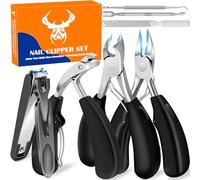 Toenail Clippers Set for Seniors - 7-in-1 Heavy Duty Long Handle Nail Clippers with Catcher, Professional Manicure Pedicure Kit, Toenail Clippers for Thick Ingrown Toenails, Men Women