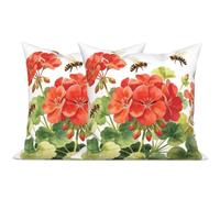 TOENGS Geranium Red Pillow Covers 18x18 Spring Summer Cozy Velvet 2-Pack