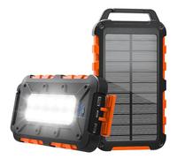 TOENNESEN Solar Power Bank, 26800mAh, PD 22.5 W, Portable Fast Charging | 3 Output Ports, LED Light, Waterproof, Compatible Smartphones & Tablets, Outdoor Camping, Orange