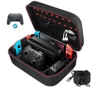TOENNESEN Switch Case for Nintendo Switch and Switch OLED Model, Portable Full Protection Carrying Travel Bag with 18 Game Cards Storage for Switch Console Pro Controller Accessories Black