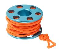 Toeponeer Scuba Diving Finger Reel Aluminum Alloy Mini Finger Spool Reel Pendant with Glow in The Dark Nylon Guide Line for Underwater Cave Diving (Blue)