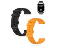 toergy 2-pack For Jugeman V10 Silicone Watch Band - Waterproof Soft Rubber Replacement Strap, Universal Smartwatch Band for Men Women, Sturdy Durable, Black, Amber Yellow