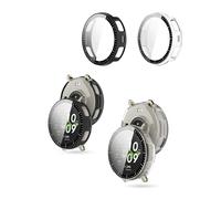 toergy 2pack, Screen Protector Case for Amazfit Active3 Premium Square - Integrated Design for Ultimate Smartwatch Protection,PC + Screen Tempered Film,Anti-Scratch,Black,Transparent