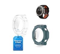 toergy 2pack, Screen Protector Case for Amazfit T-Rex Ultra 2 PremiumSquare - Integrated Design for Ultimate Smartwatch Protection,PC + Screen Tempered Film,Anti-Scratch,Transparent,Green