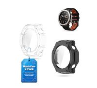 toergy 2pack, Screen Protector Case for Amazfit T-Rex Ultra 2 PremiumSquare - Integrated Design for Ultimate Smartwatch Protection,PC + Screen Tempered Film,Anti-Scratch,Black,Transparent