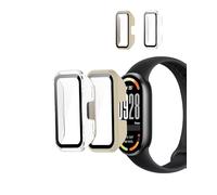 toergy 2pack, Screen Protector Case for xiaomi smart band 10/9 / 8 - Integrated Design for Ultimate Smartwatch Protection,PC + Screen Tempered Film,Anti-Scratch,Transparent,Ivory White