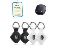 toergy 4 Pack Protective Case for UGREEN FineTrack Mini 2 Anti-Lost Tracker, with Silicone Keychain, Durable & Stylish Waterproof Drop-Proof Cover, Black, Black, white, white