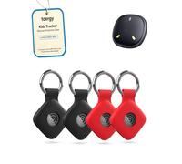 toergy 4 Pack Protective Case for UGREEN FineTrack Mini 2 Anti-Lost Tracker, with Silicone Keychain, Durable & Stylish Waterproof Drop-Proof Cover, Black, Black, Red, Red