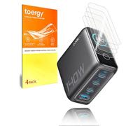 toergy 4 Pack Screen Protector Film compatible for Anker Prime 140W USB C Charger, 3D Curved Full Coverage Flexible Soft TPU Film for Smart Digital Display Power Bank Protection