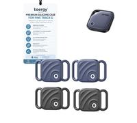 toergy 4-Pack Silicone Case for UGREEN FineTrack Tracker Tag | Fits UGREEN FineTrack Smart Tag. Shockproof silicone with wave pattern, collar attachment for dogs & cats.2 Blue 2 Black
