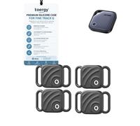 toergy 4-Pack Silicone Case for UGREEN FineTrack Tracker Tag | Fits UGREEN FineTrack Smart Tag. Shockproof silicone with wave pattern, collar attachment for dogs & cats.4 Black