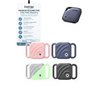 toergy 4-Pack Silicone Case for UGREEN FineTrack Tracker Tag | Fits UGREEN FineTrack Tag. Shockproof silicone with wave pattern, collar attachment for dogs & cats.Pink Blue Black Starlight