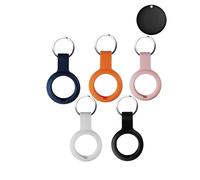 toergy 5 Pack Protective Case for vbrisi Anti-Loss Tracker with Silicone Keychain - Durable & Stylish Cover, Waterproof, Anti-Fall - Black,Pink,Orange,White,Blue