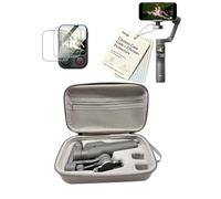 toergy Case + 2x Tempered Glass for DJI Osmo Mobile 8P, Shockproof Dustproof Carry Bag, Waterproof Portable Organizer for Camera Accessories, Grey