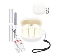 toergy Case for Baseus Bowie MS1, Premium Anti-Slip Silicone Protective Cover with Keychain, Shockproof Earbud Shell Accessories for Travel and Sports, White