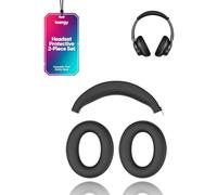 toergy Ear Pad Covers & Headband Protector for Soundcore Q20i, Black | Silicone ear cushion covers & zippered headband sleeve set for Anker Soundcore Q20i headphones, sweatproof & washable